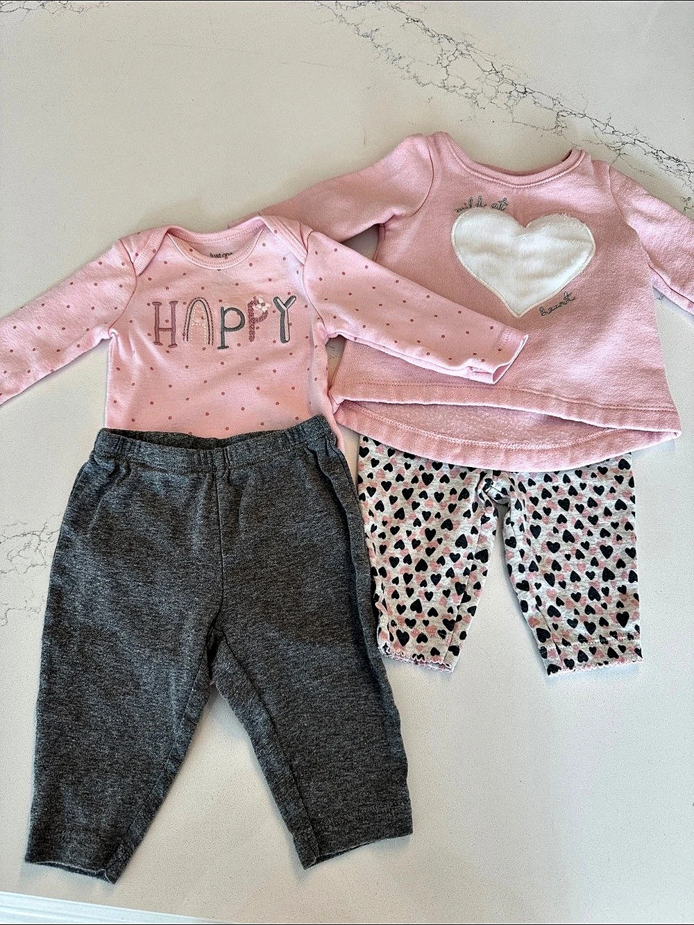 Baby Girls Pink 4-Piece Outfit Set Like New
